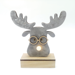 ^ "WOODEN GREY REINDEER HEAD", 1 MINI LED ΛΑΜΠ. ΜΠΑΤ. (2xAA), WW,IP20, 18X4.5X16CM  -X06111211